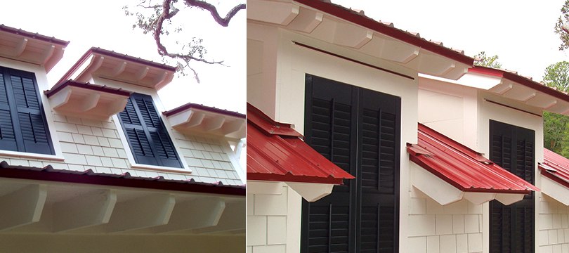  Exterior synthetic bahama and colonial shutters