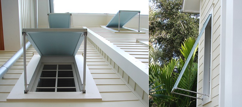 Exterior aluminium bahama and colonial shutters